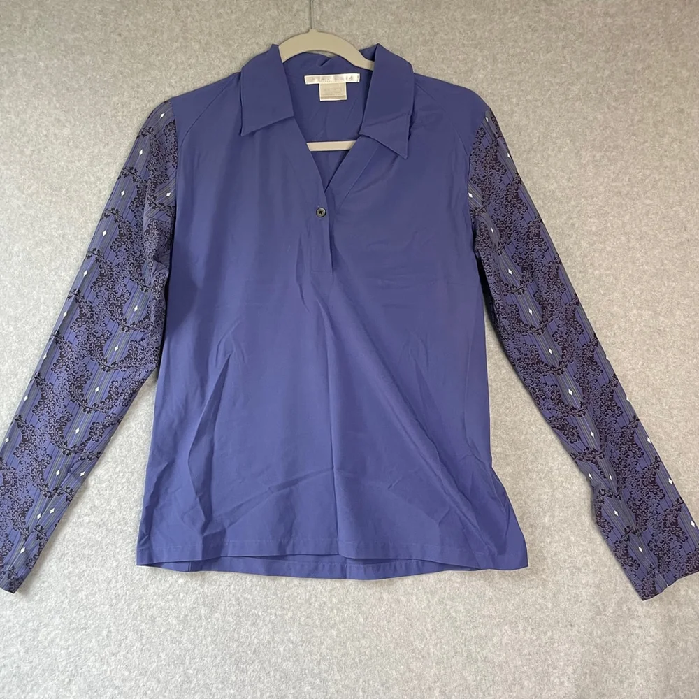 Nike Golf Dri Fit Long Sleeve Polo Top Women's Medium Indigo